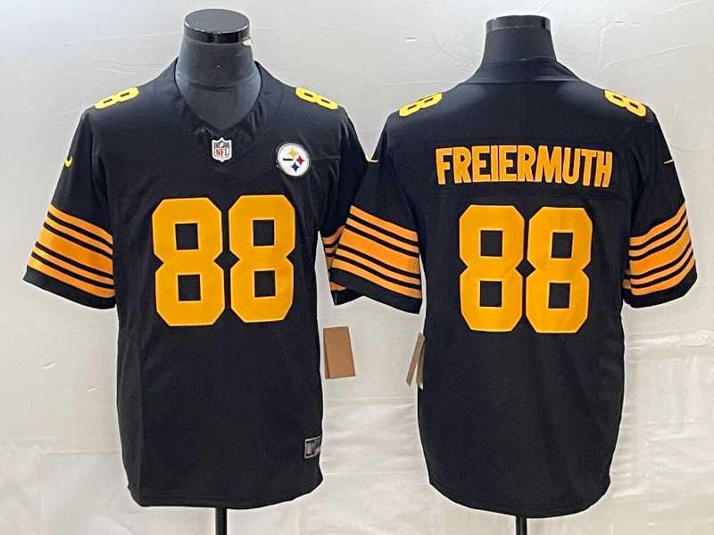 Mens Pittsburgh Steelers #88 Pat Freiermuth Black Yellow 2023 FUSE Color Rush Stitched Nike Limited Jersey